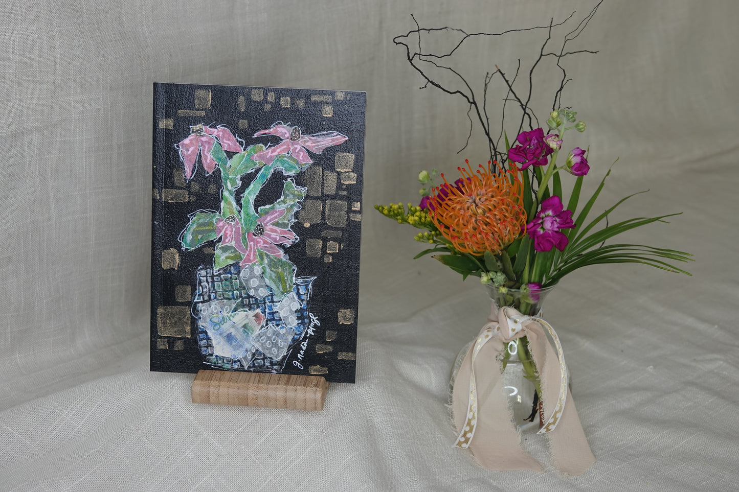Custom Art Notebook Journal – One-of-a-Kind Edition - Petal Wink